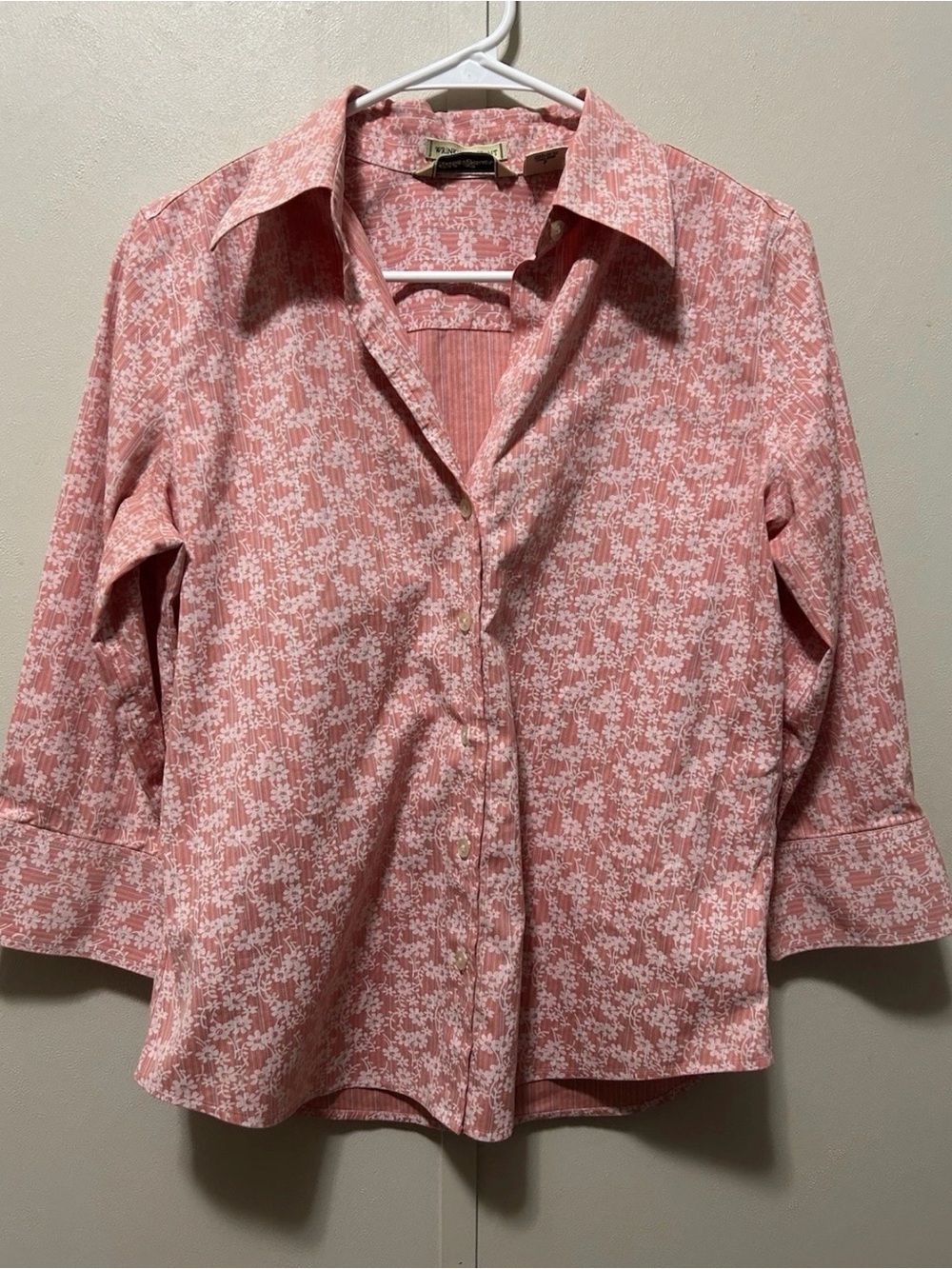 Eddie Bauer Pink and White Floral Button-Down Shirt